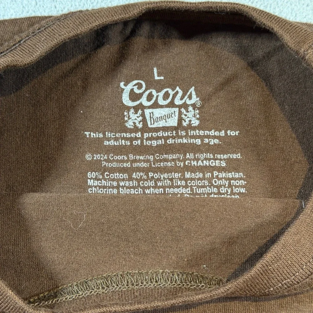 Coors Banquet Rodeo Mens T-Shirt Brown Graphic Tee Bull Skull Western Large